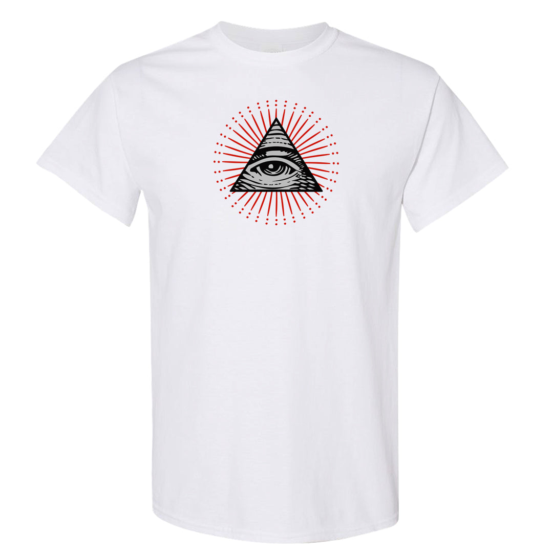 Fire Red 9s T Shirt | All Seeing Eye, White