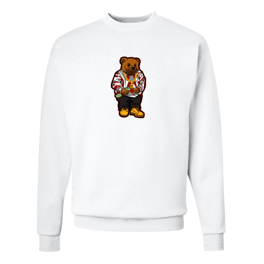 Fire Red 9s Crewneck Sweatshirt | Sweater Bear, White