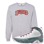 Fire Red 9s Crewneck Sweatshirt | Blessed Arch, Ash