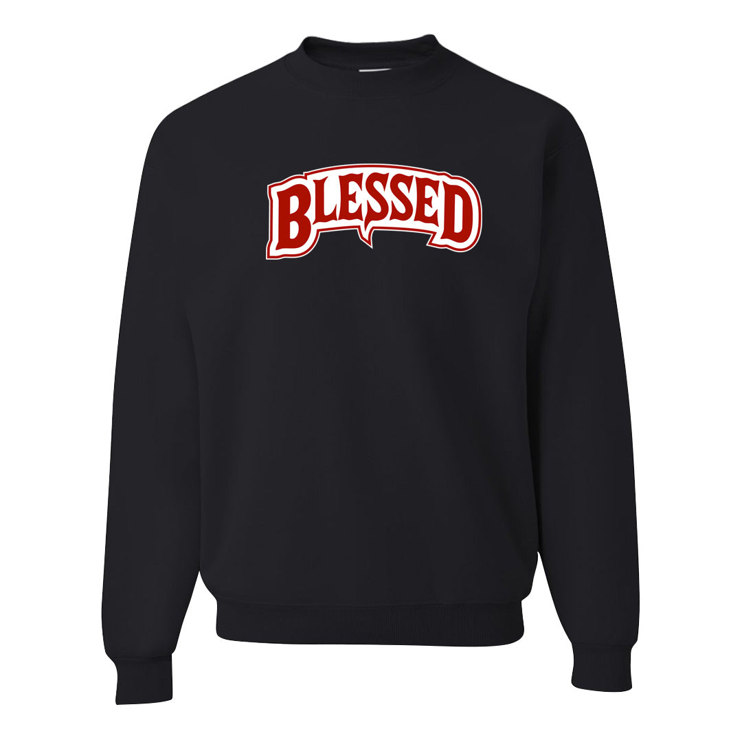Fire Red 9s Crewneck Sweatshirt | Blessed Arch, Black