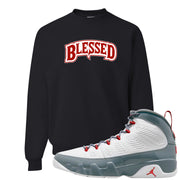 Fire Red 9s Crewneck Sweatshirt | Blessed Arch, Black