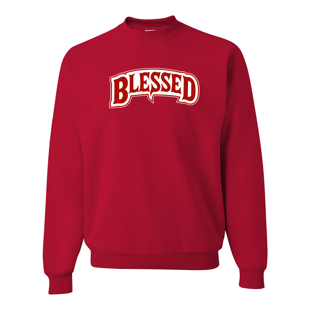 Fire Red 9s Crewneck Sweatshirt | Blessed Arch, Red