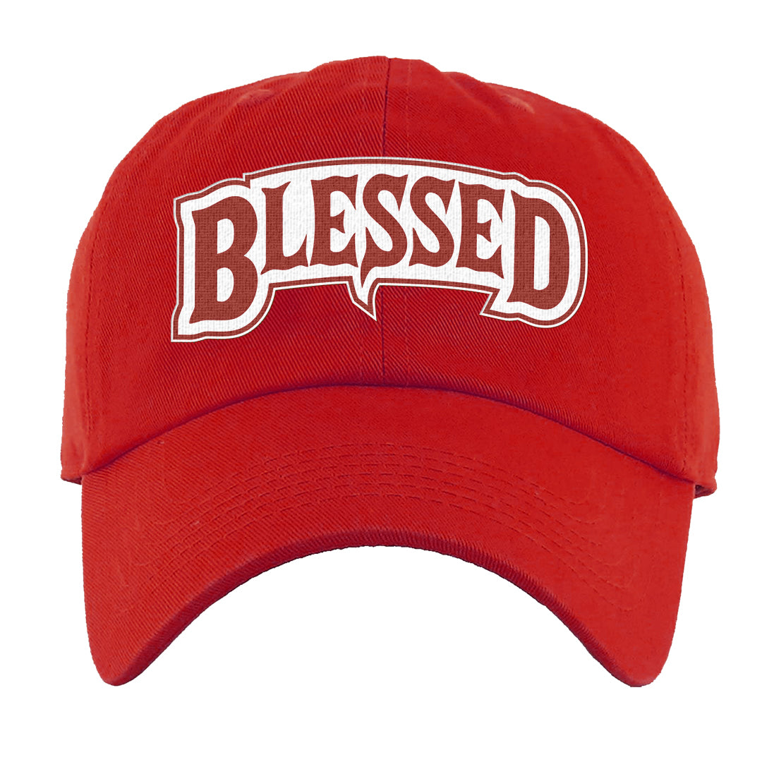 Fire Red 9s Dad Hat | Blessed Arch, Red