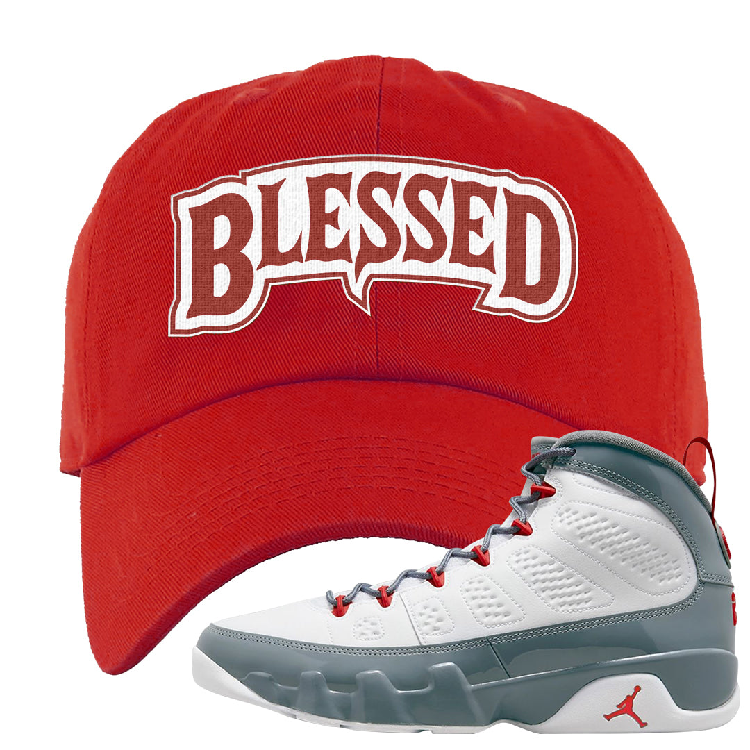 Fire Red 9s Dad Hat | Blessed Arch, Red