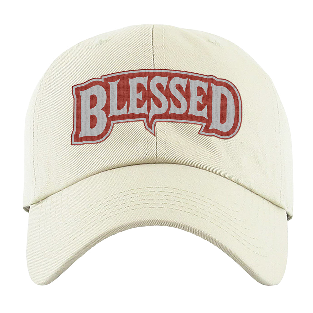Fire Red 9s Dad Hat | Blessed Arch, White