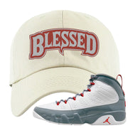 Fire Red 9s Dad Hat | Blessed Arch, White
