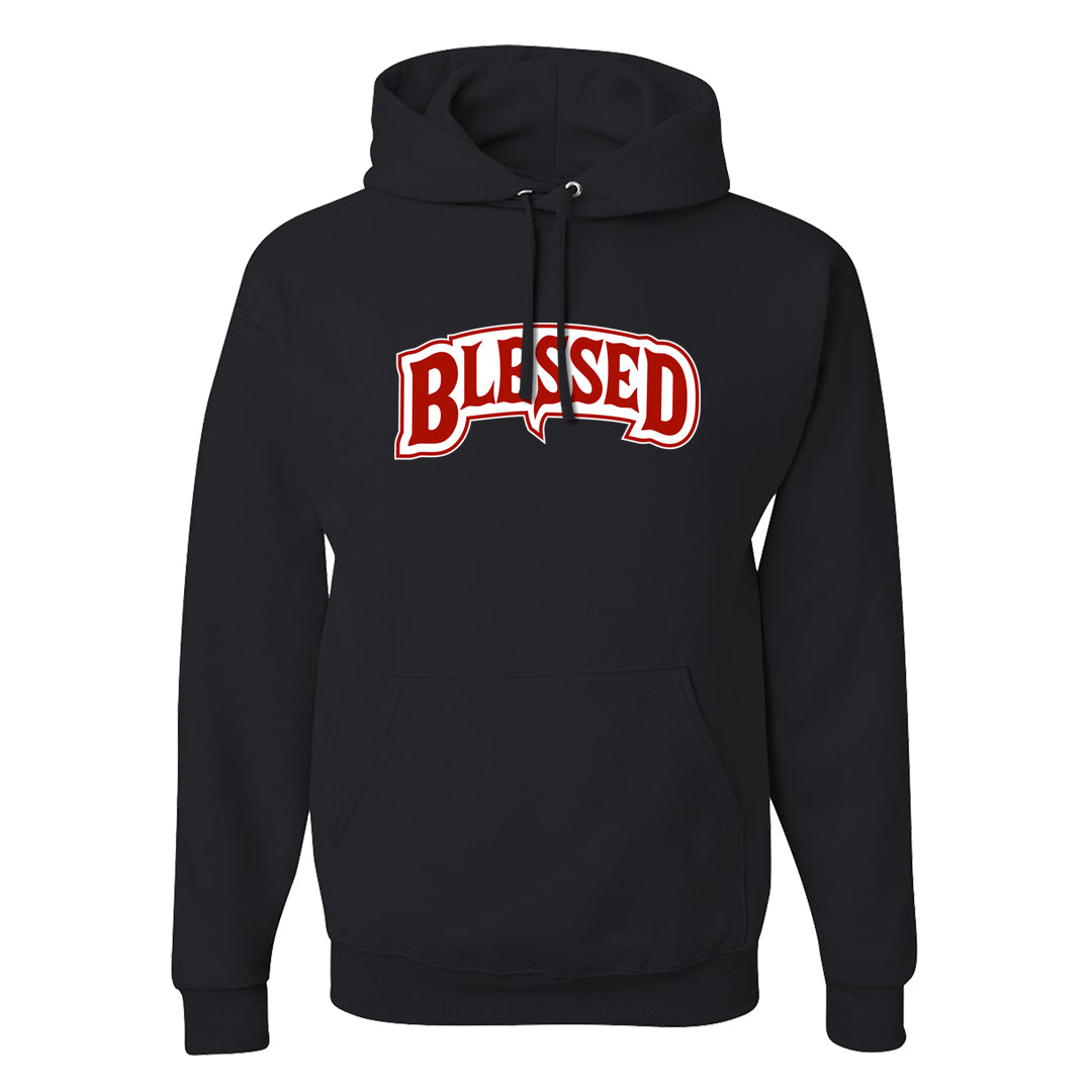 Fire Red 9s Hoodie | Blessed Arch, Black