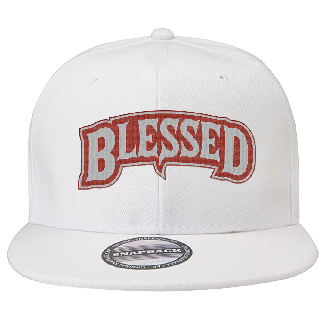 Fire Red 9s Snapback Hat | Blessed Arch, White