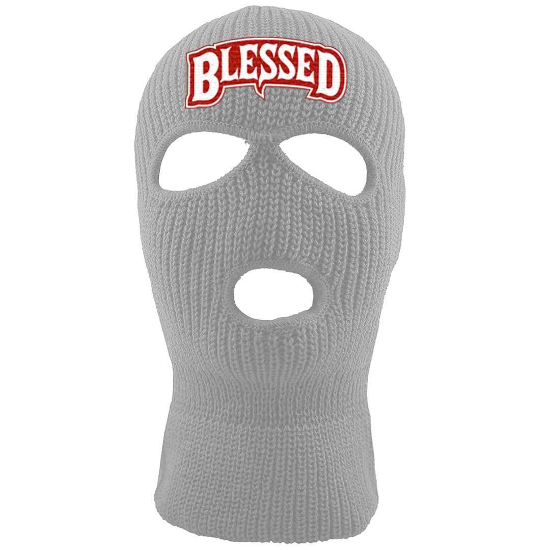 Fire Red 9s Ski Mask | Blessed Arch, Light Gray