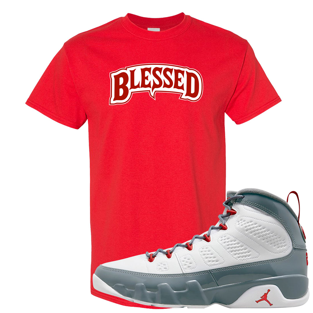 Fire Red 9s T Shirt | Blessed Arch, Red