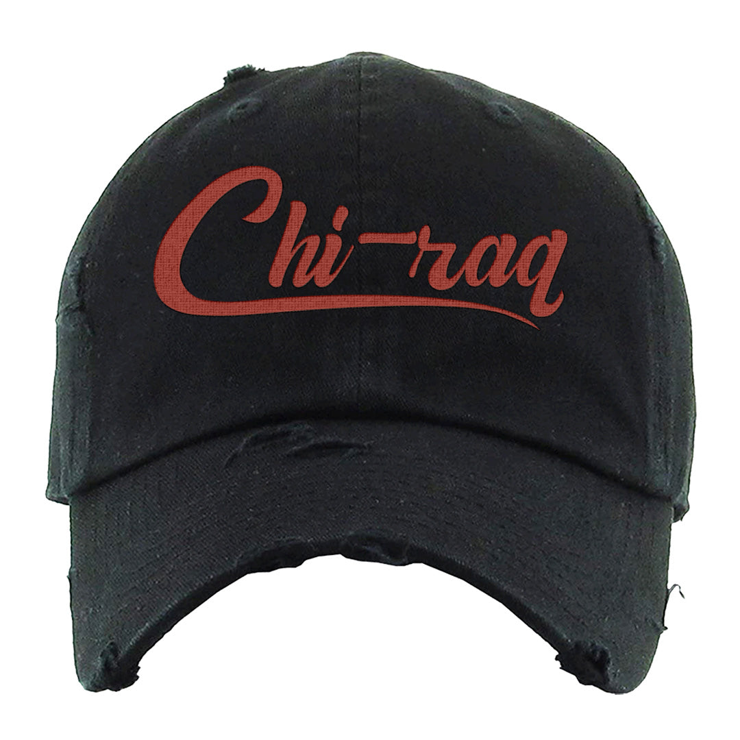 Fire Red 9s Distressed Dad Hat | Chiraq, Black