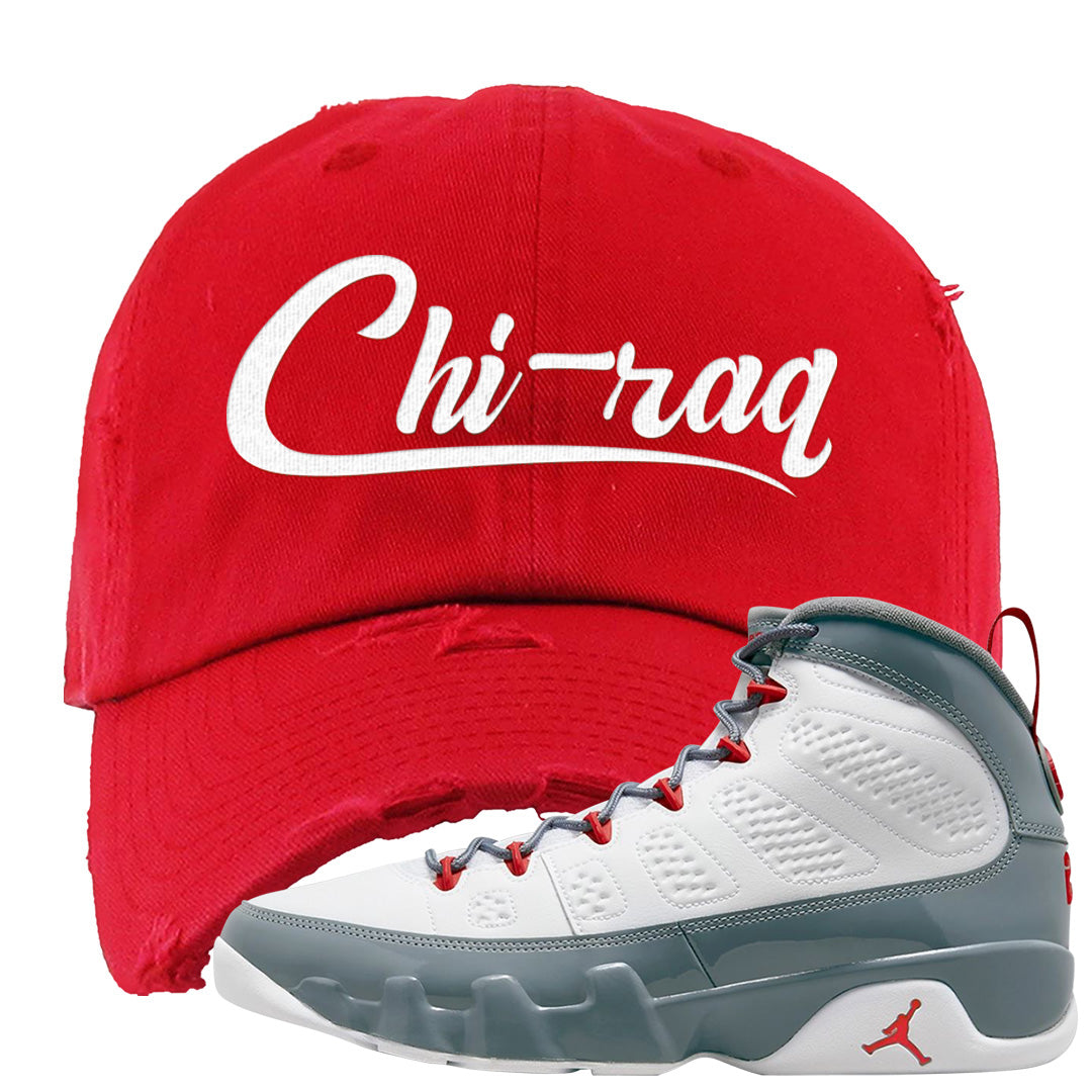 Fire Red 9s Distressed Dad Hat | Chiraq, Red