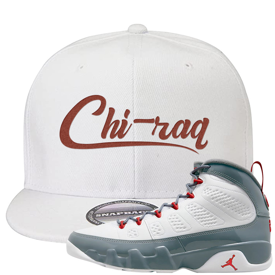 Fire Red 9s Snapback Hat | Chiraq, White