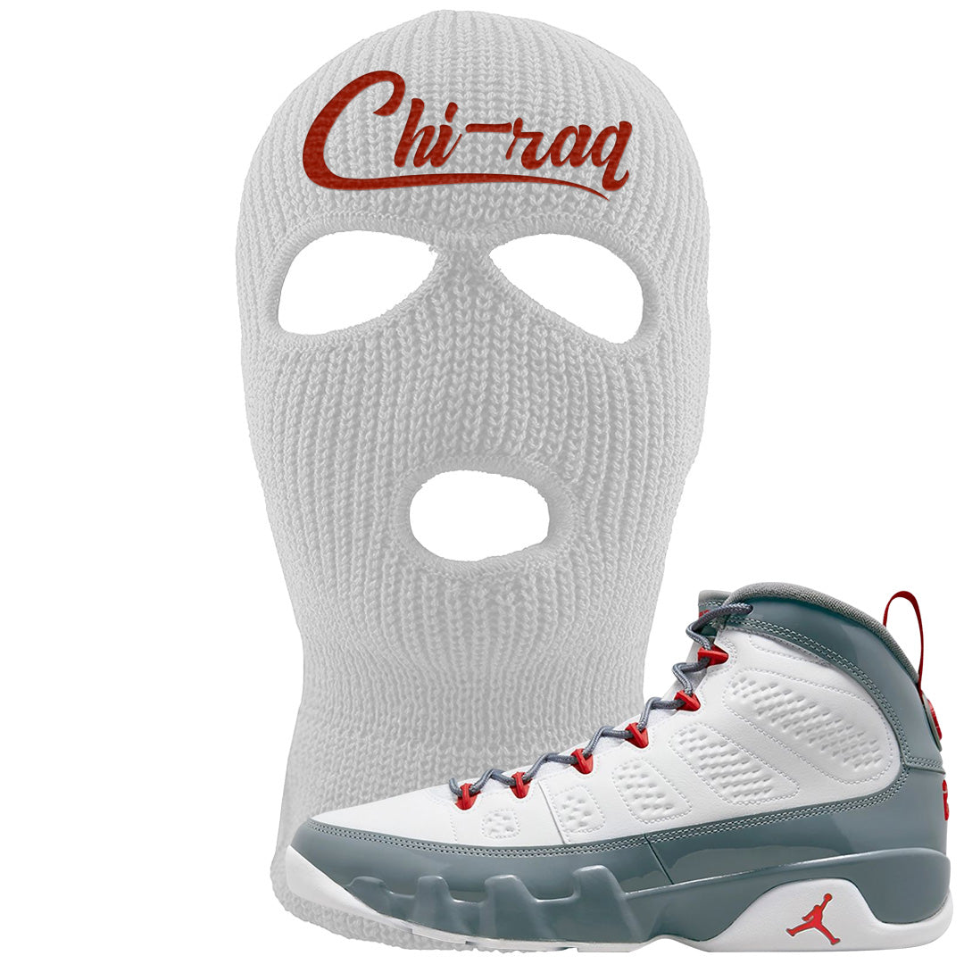 Fire Red 9s Ski Mask | Chiraq, White