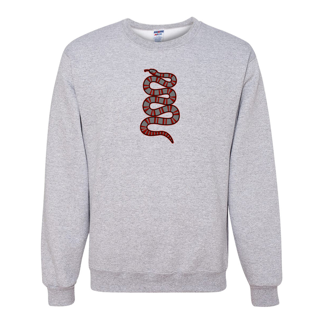 Fire Red 9s Crewneck Sweatshirt | Coiled Snake, Ash
