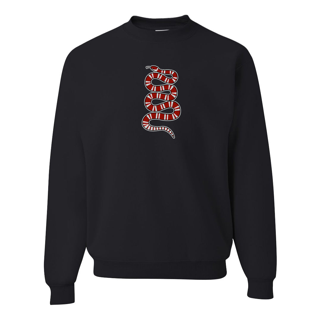 Fire Red 9s Crewneck Sweatshirt | Coiled Snake, Black