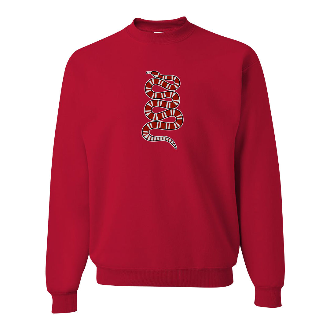 Fire Red 9s Crewneck Sweatshirt | Coiled Snake, Red