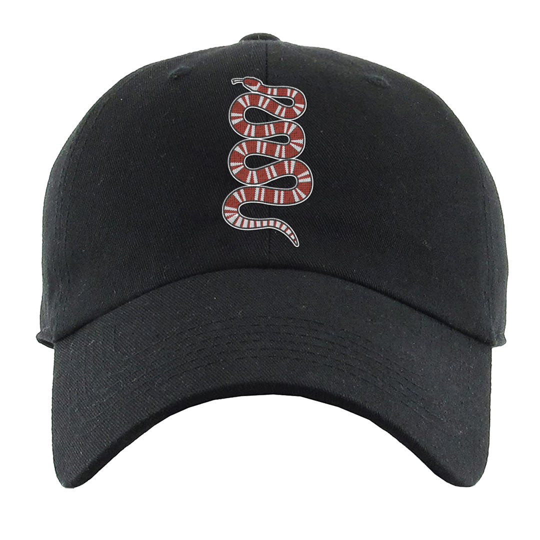 Fire Red 9s Dad Hat | Coiled Snake, Black