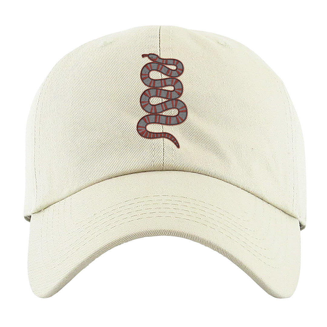 Fire Red 9s Dad Hat | Coiled Snake, White
