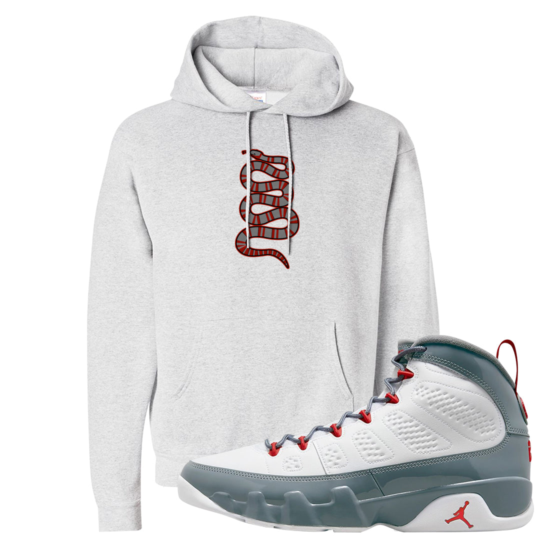 Fire Red 9s Hoodie | Coiled Snake, Ash