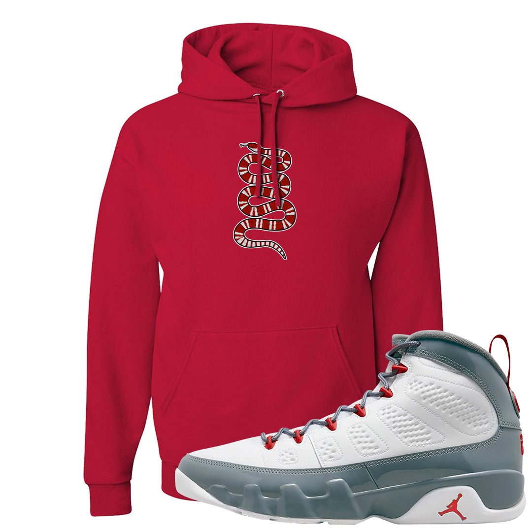Fire Red 9s Hoodie | Coiled Snake, Red