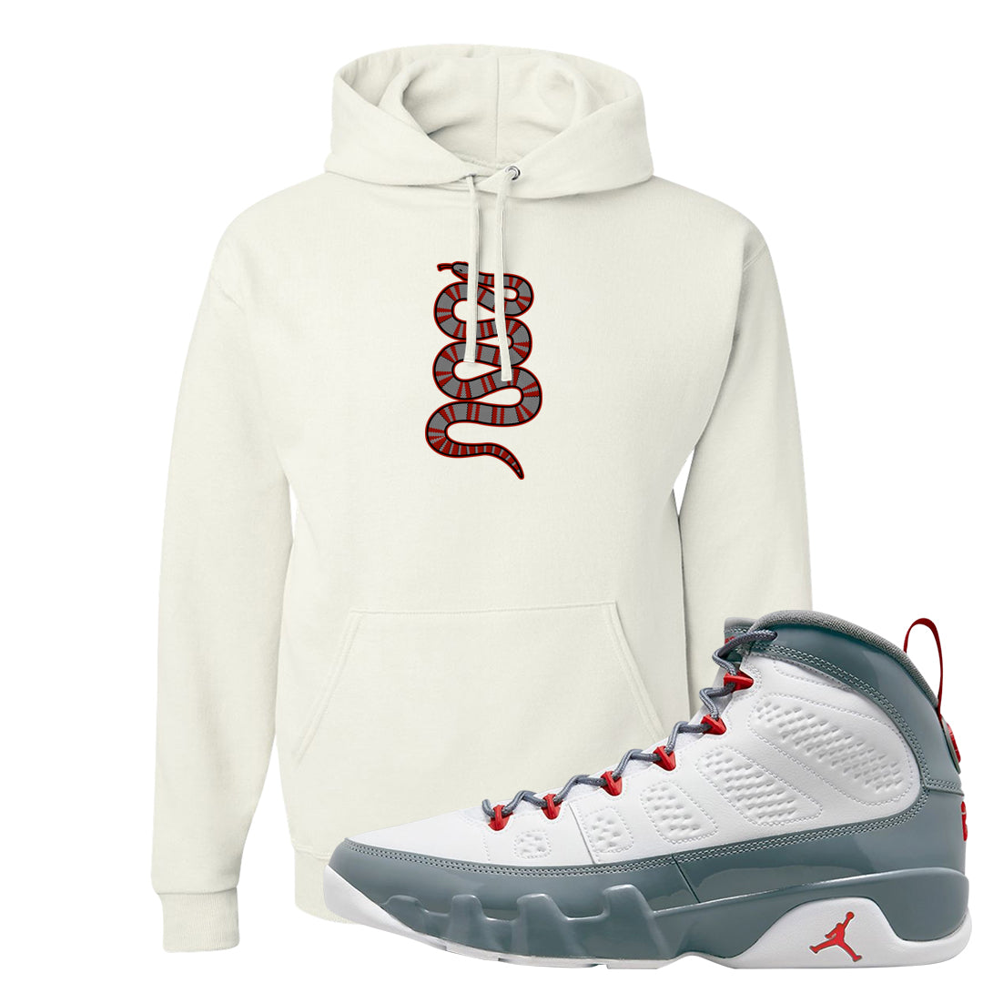 Fire Red 9s Hoodie | Coiled Snake, White