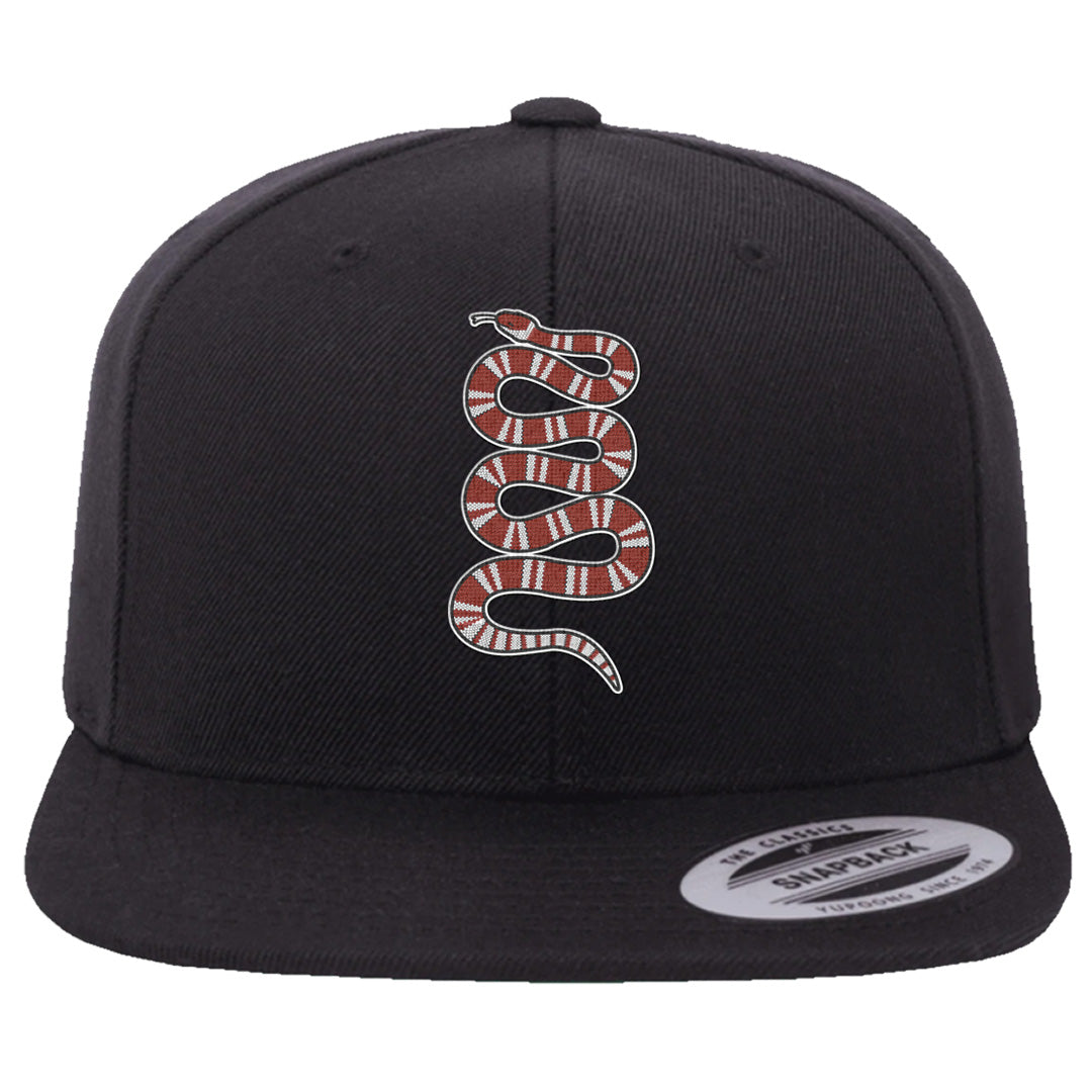 Fire Red 9s Snapback Hat | Coiled Snake, Black