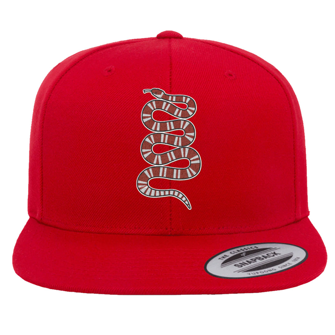 Fire Red 9s Snapback Hat | Coiled Snake, Red