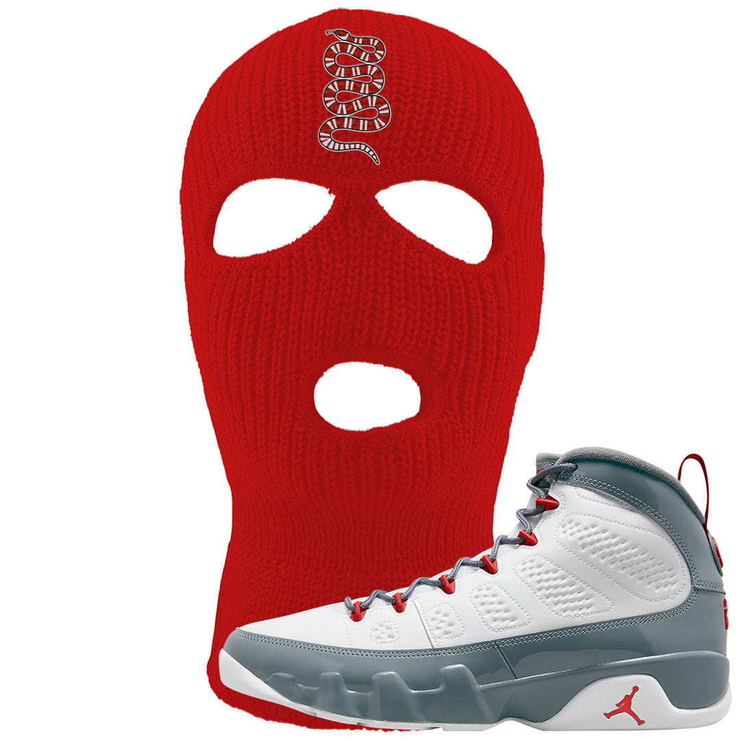 Fire Red 9s Ski Mask | Coiled Snake, Red