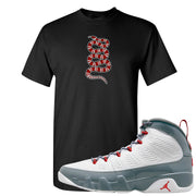 Fire Red 9s T Shirt | Coiled Snake, Black