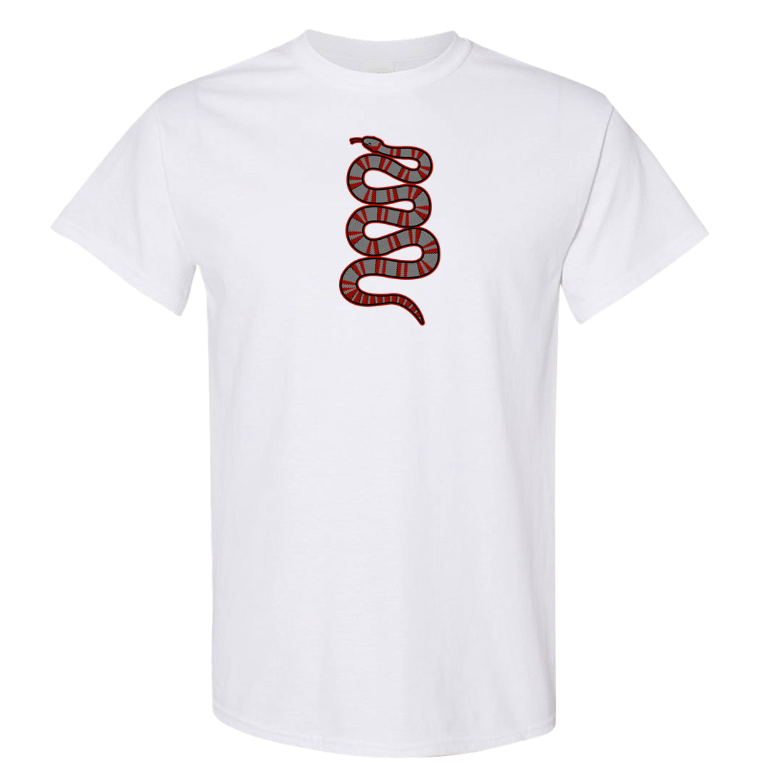 Fire Red 9s T Shirt | Coiled Snake, White