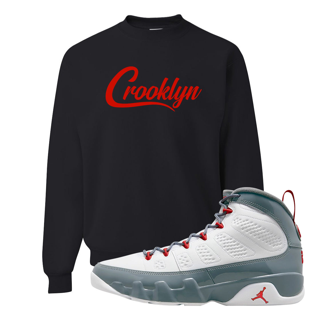 Fire Red 9s Crewneck Sweatshirt | Crooklyn, Black