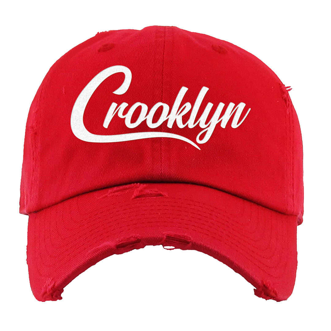 Fire Red 9s Distressed Dad Hat | Crooklyn, Red