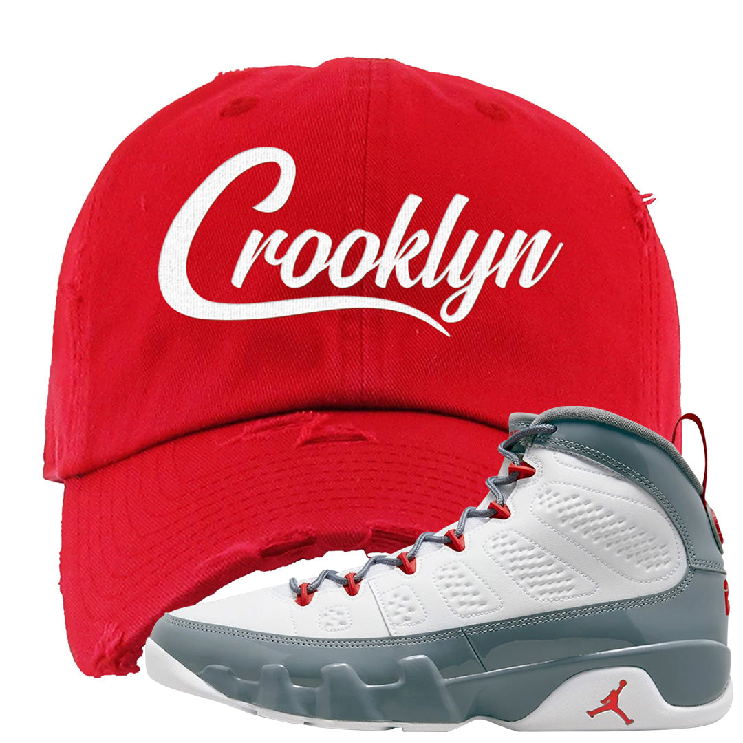 Fire Red 9s Distressed Dad Hat | Crooklyn, Red