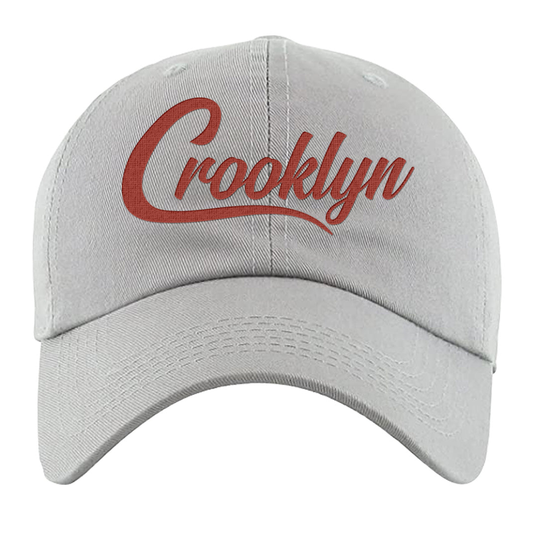 Fire Red 9s Dad Hat | Crooklyn, Light Gray