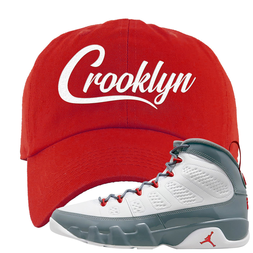 Fire Red 9s Dad Hat | Crooklyn, Red