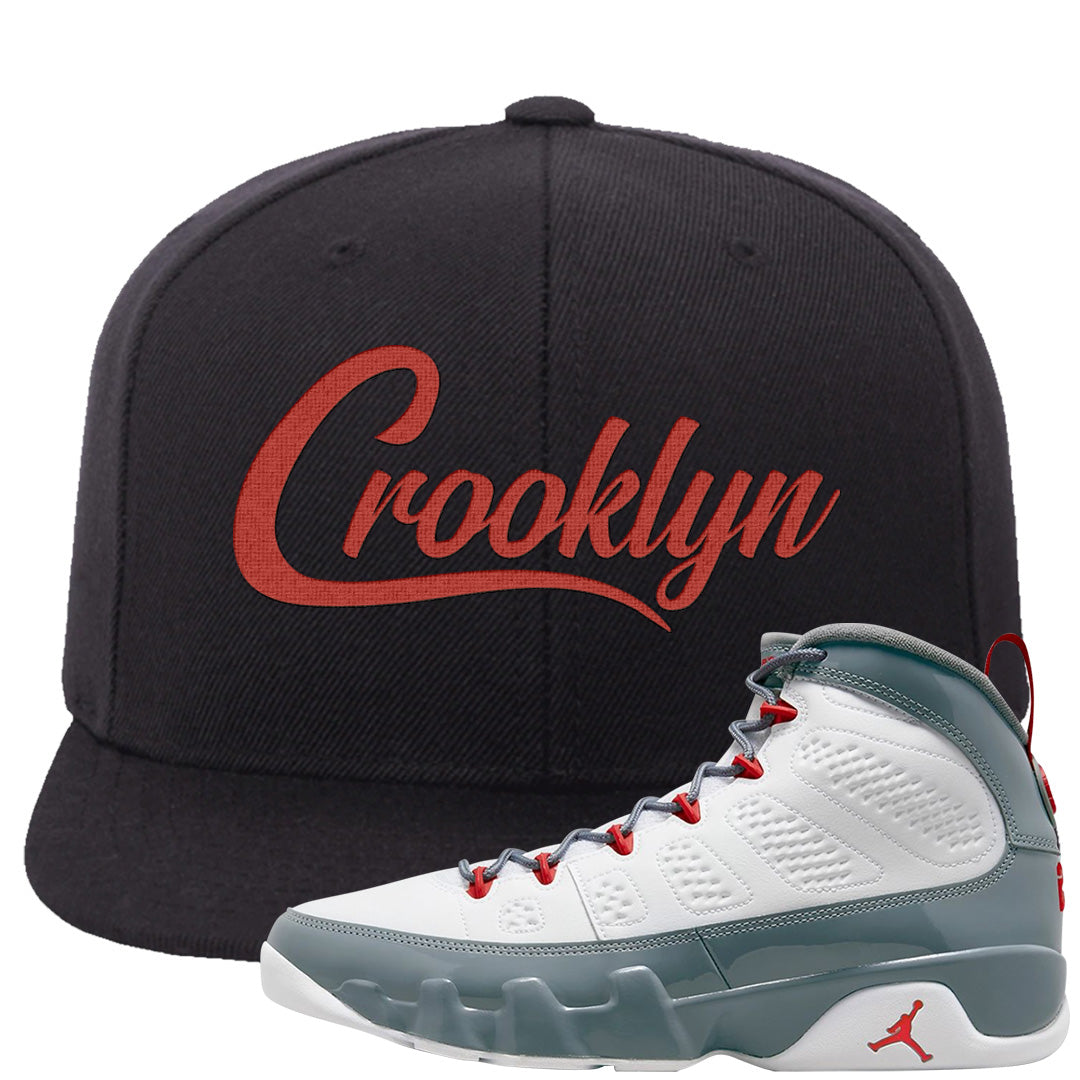 Fire Red 9s Snapback Hat | Crooklyn, Black