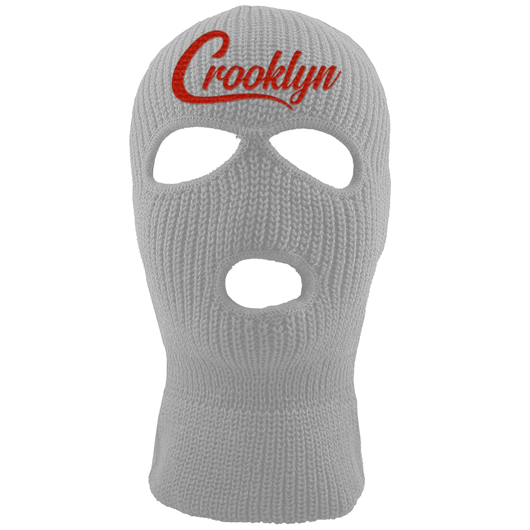 Fire Red 9s Ski Mask | Crooklyn, Light Gray