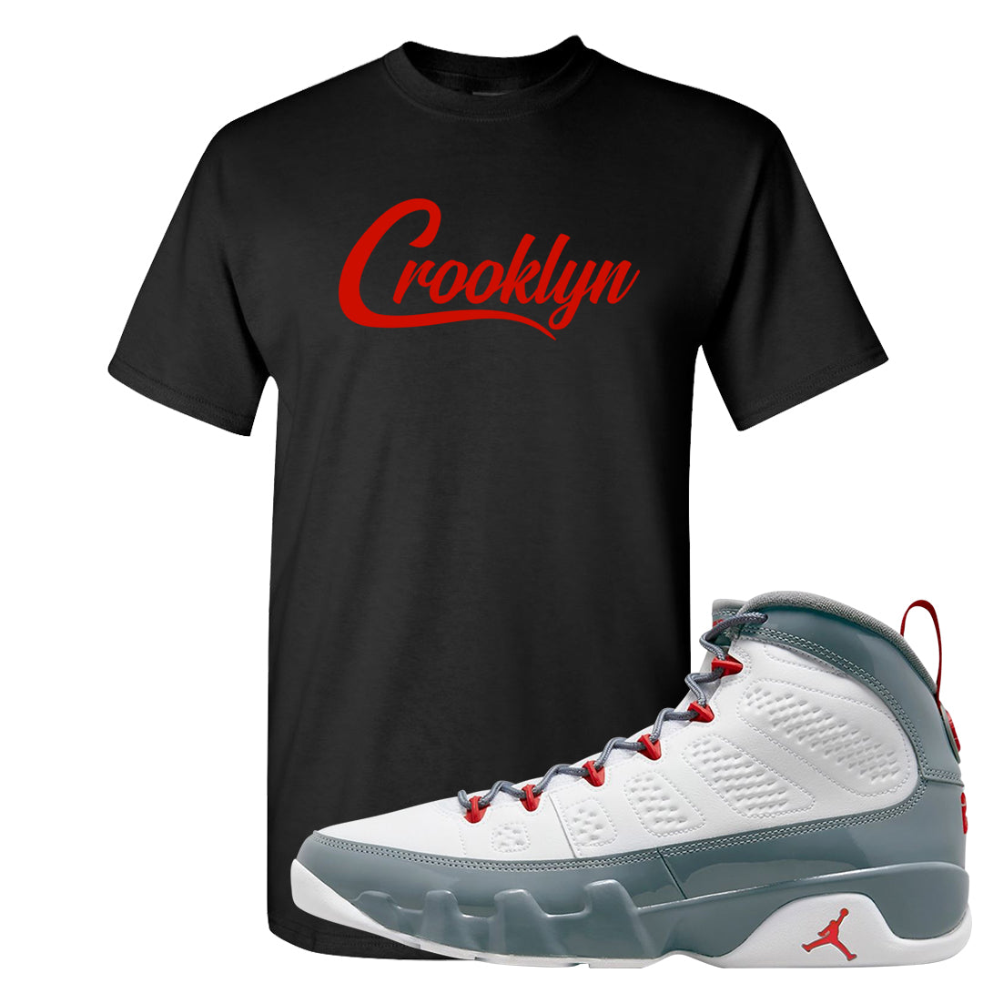 Fire Red 9s T Shirt | Crooklyn, Black