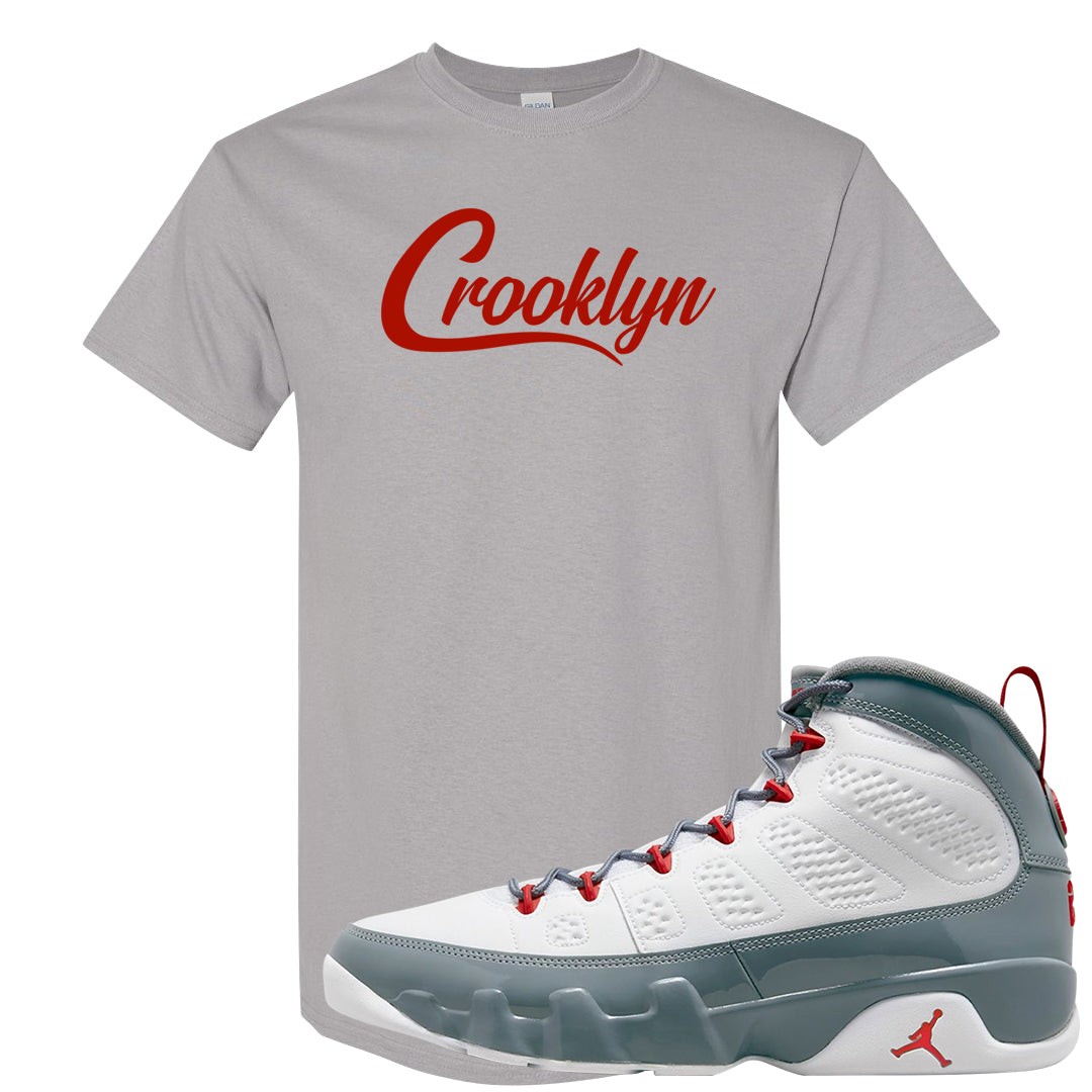 Fire Red 9s T Shirt | Crooklyn, Gravel