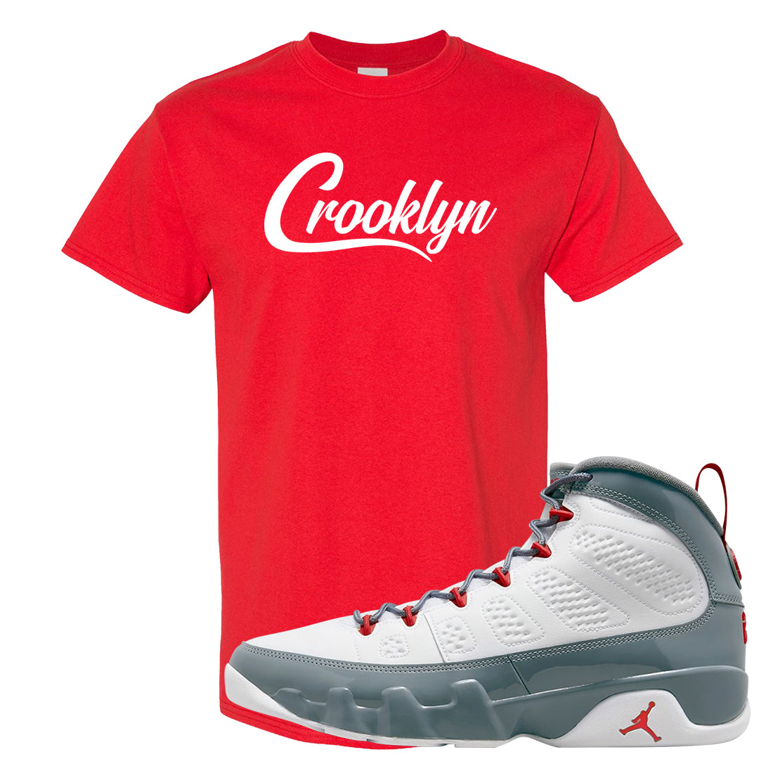 Fire Red 9s T Shirt | Crooklyn, Red