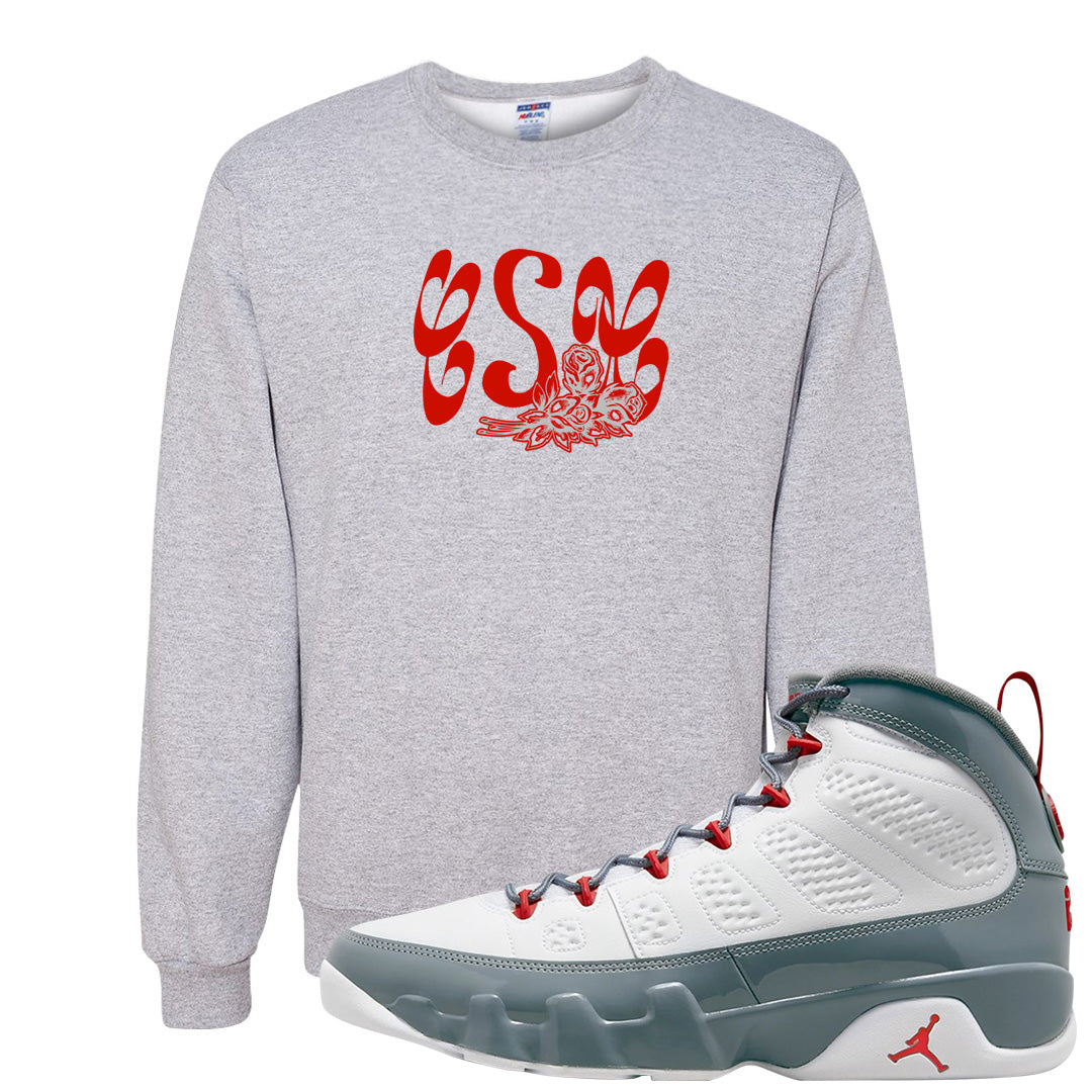 Fire Red 9s Crewneck Sweatshirt | Certified Sneakerhead, Ash
