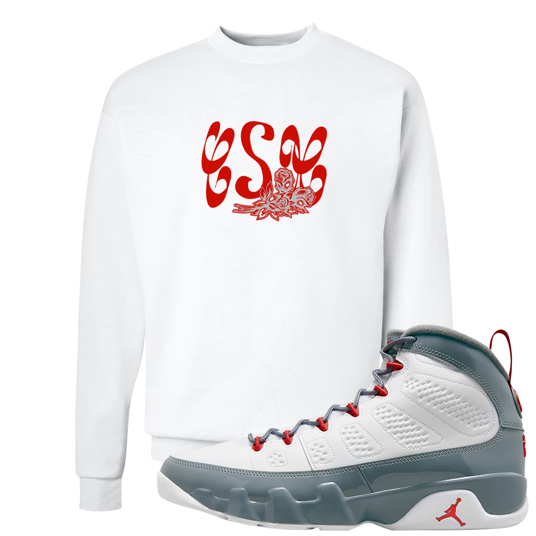 Fire Red 9s Crewneck Sweatshirt | Certified Sneakerhead, White