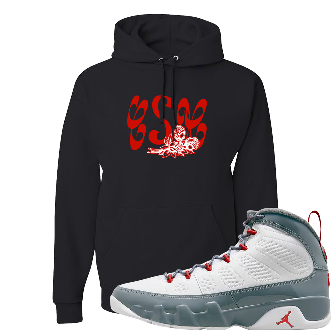 Fire Red 9s Hoodie | Certified Sneakerhead, Black