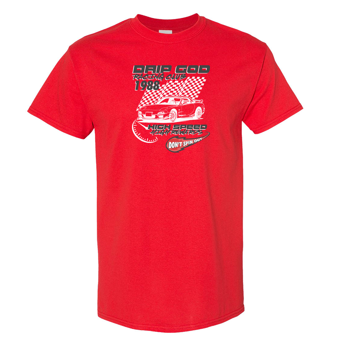 Fire Red 9s T Shirt | Drip God Racing Club, Red