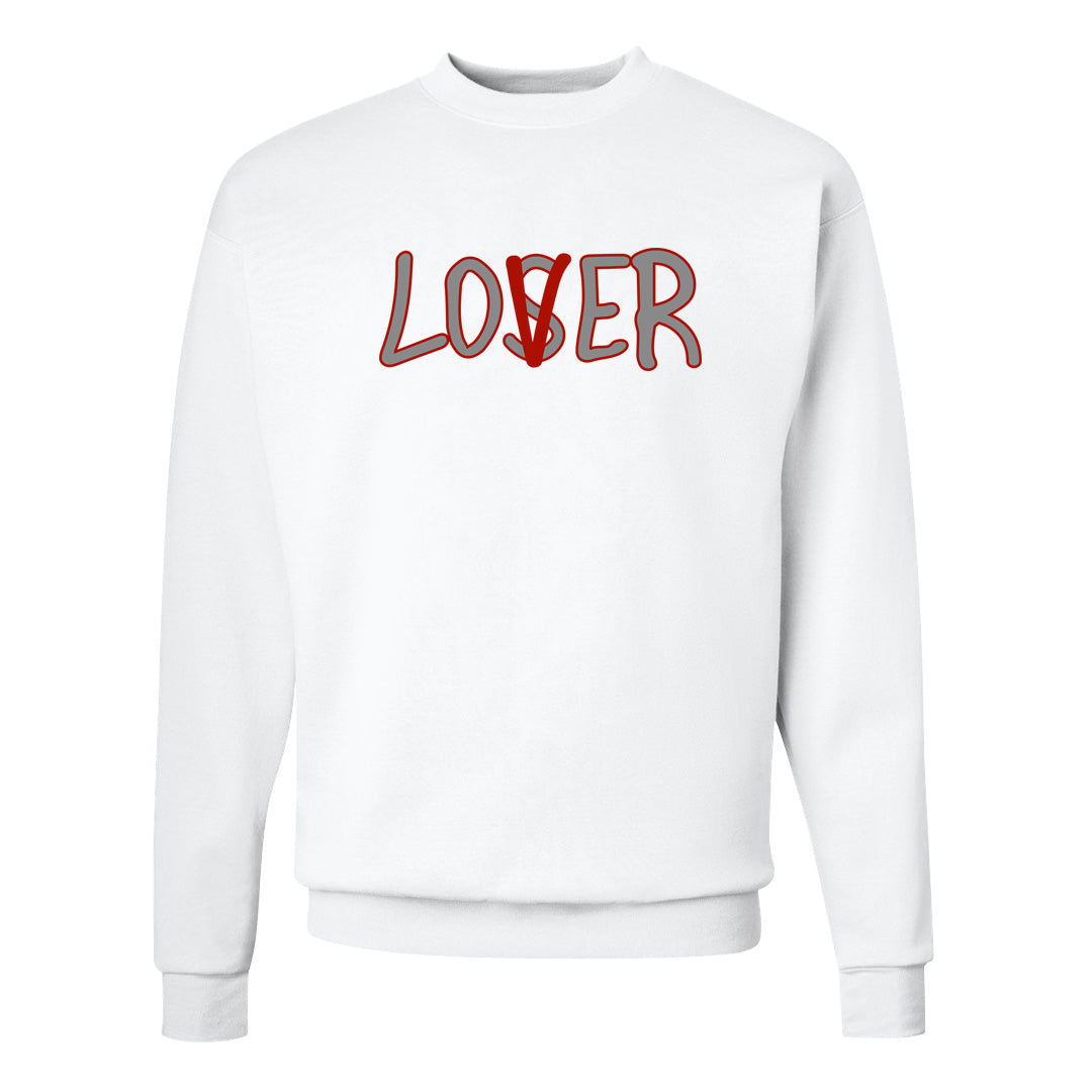 Fire Red 9s Crewneck Sweatshirt | Lover, White