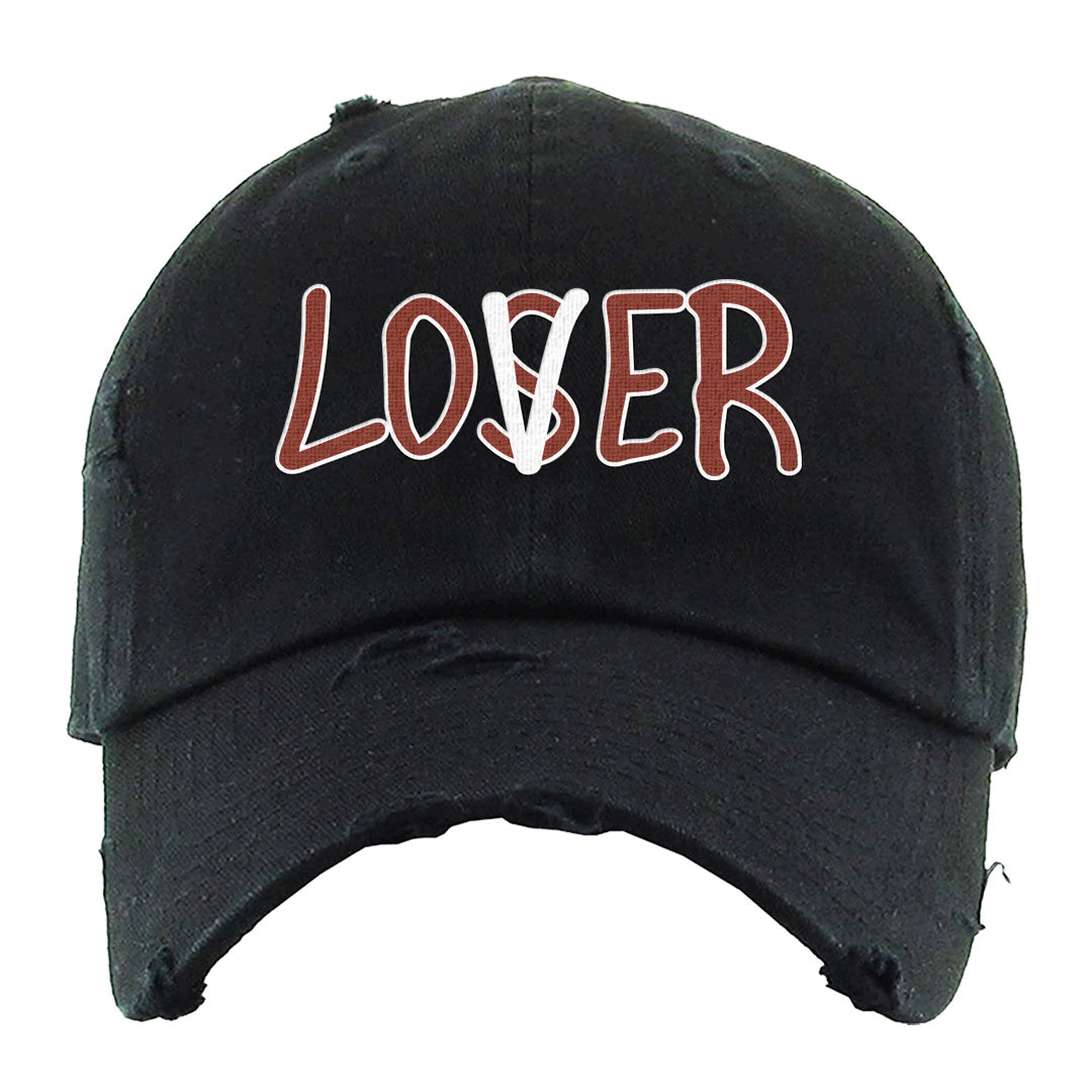 Fire Red 9s Distressed Dad Hat | Lover, Black