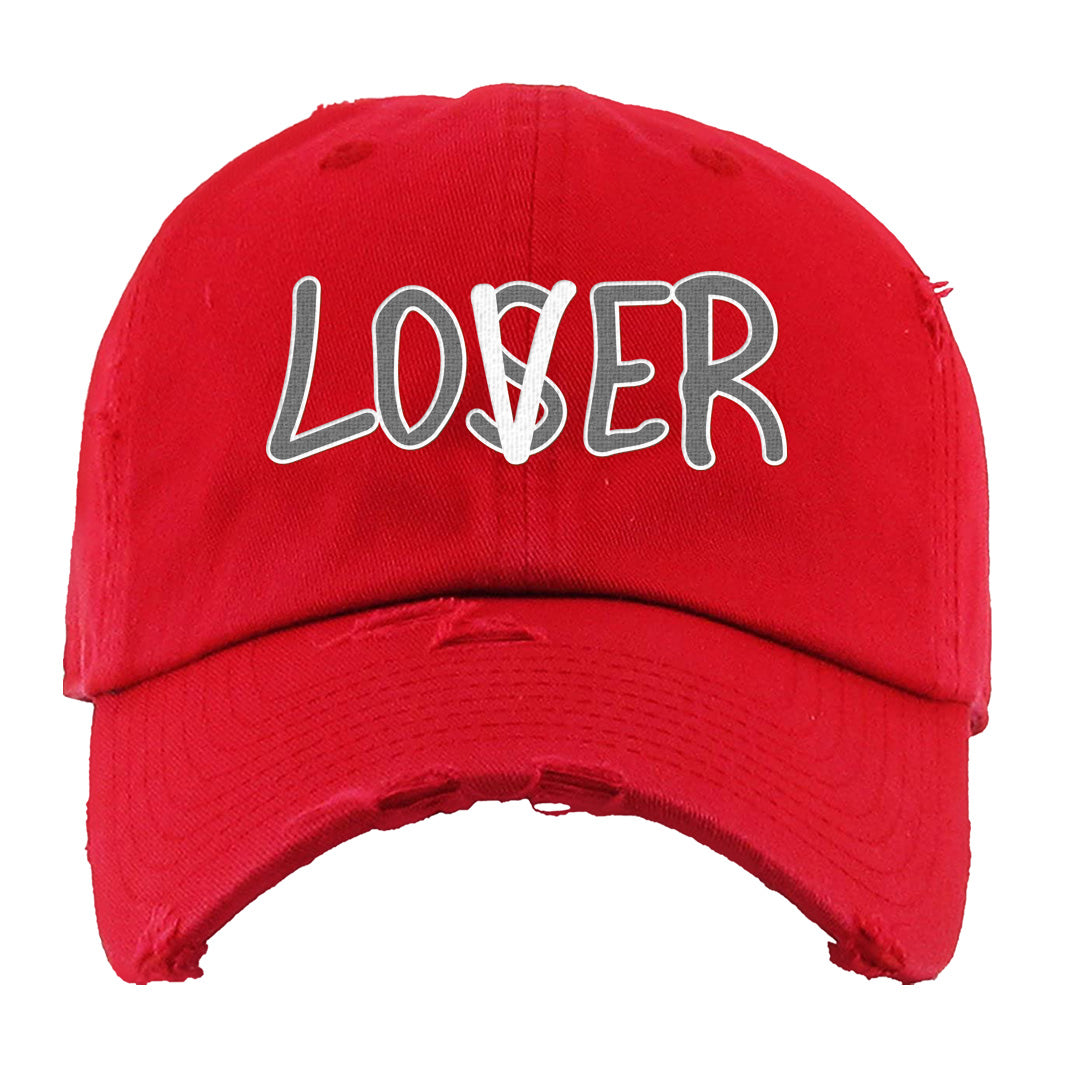 Fire Red 9s Distressed Dad Hat | Lover, Red