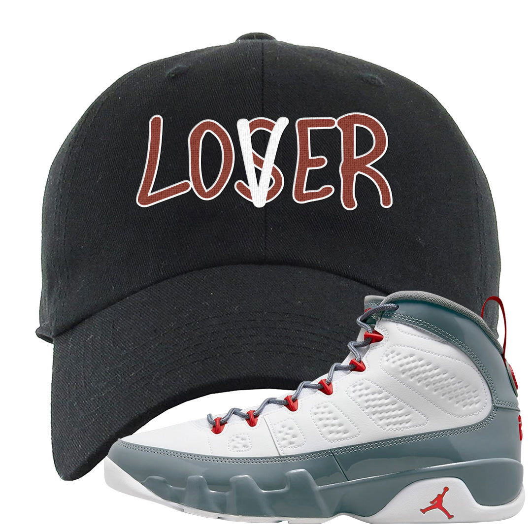 Fire Red 9s Dad Hat | Lover, Black