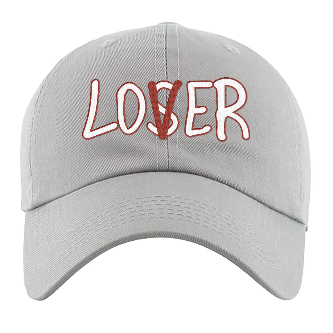 Fire Red 9s Dad Hat | Lover, Light Gray